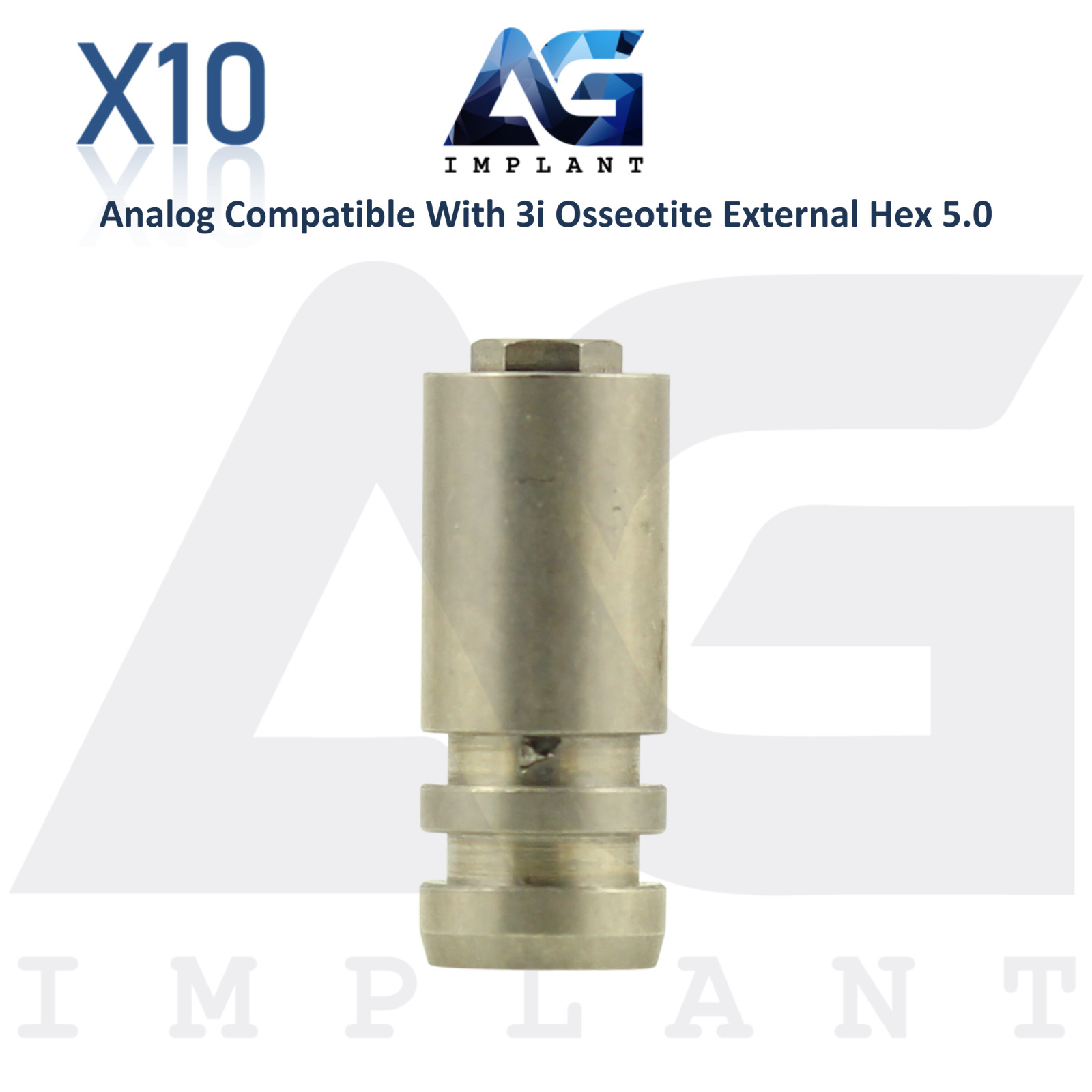 10 Fixture Analog Compatible with 3i Osseotite® External Hex Ø5.0mm Dental Lab