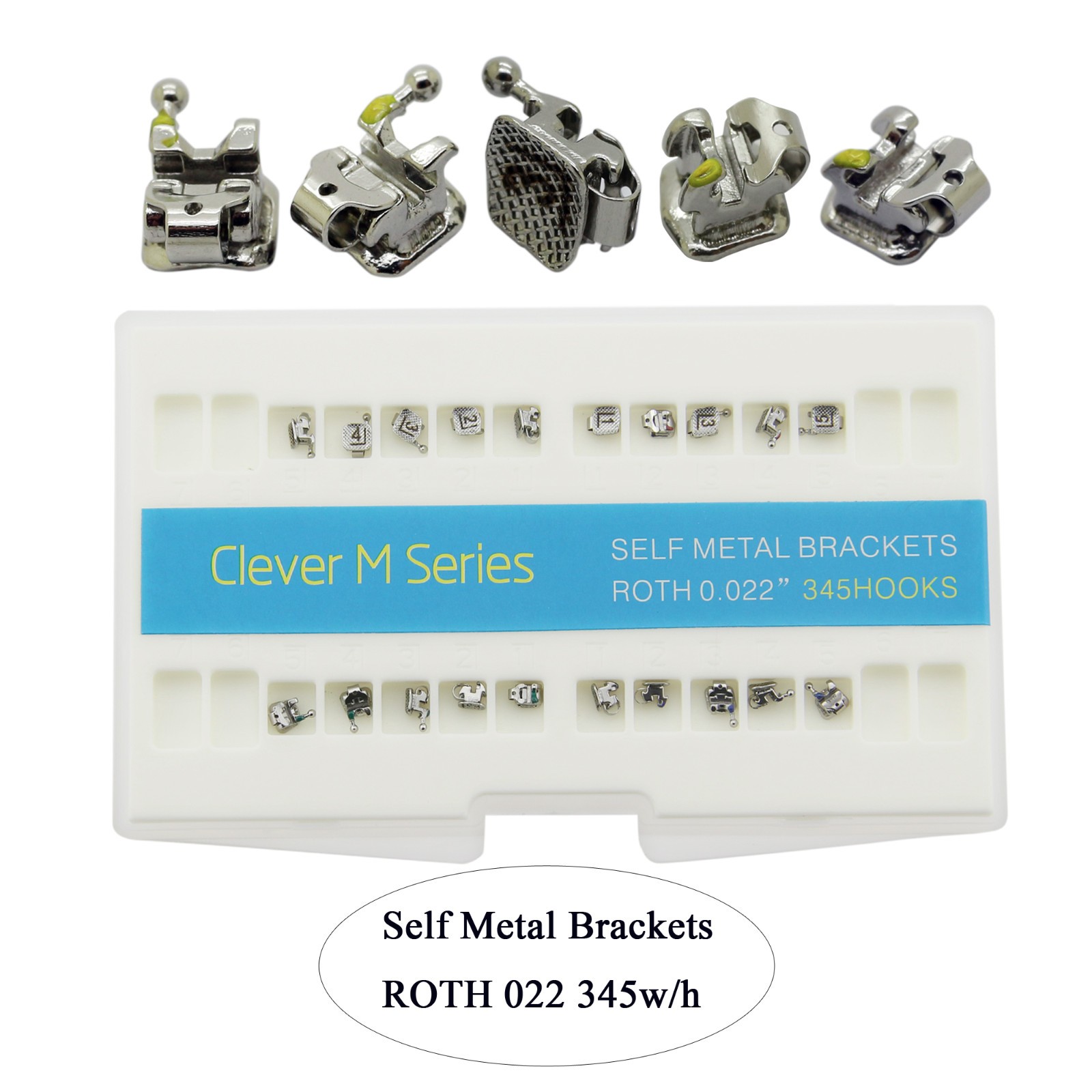 Orthodontic Clever M Brackets Dental Self Ligating Metal Ceramic 022 345 AO GAC