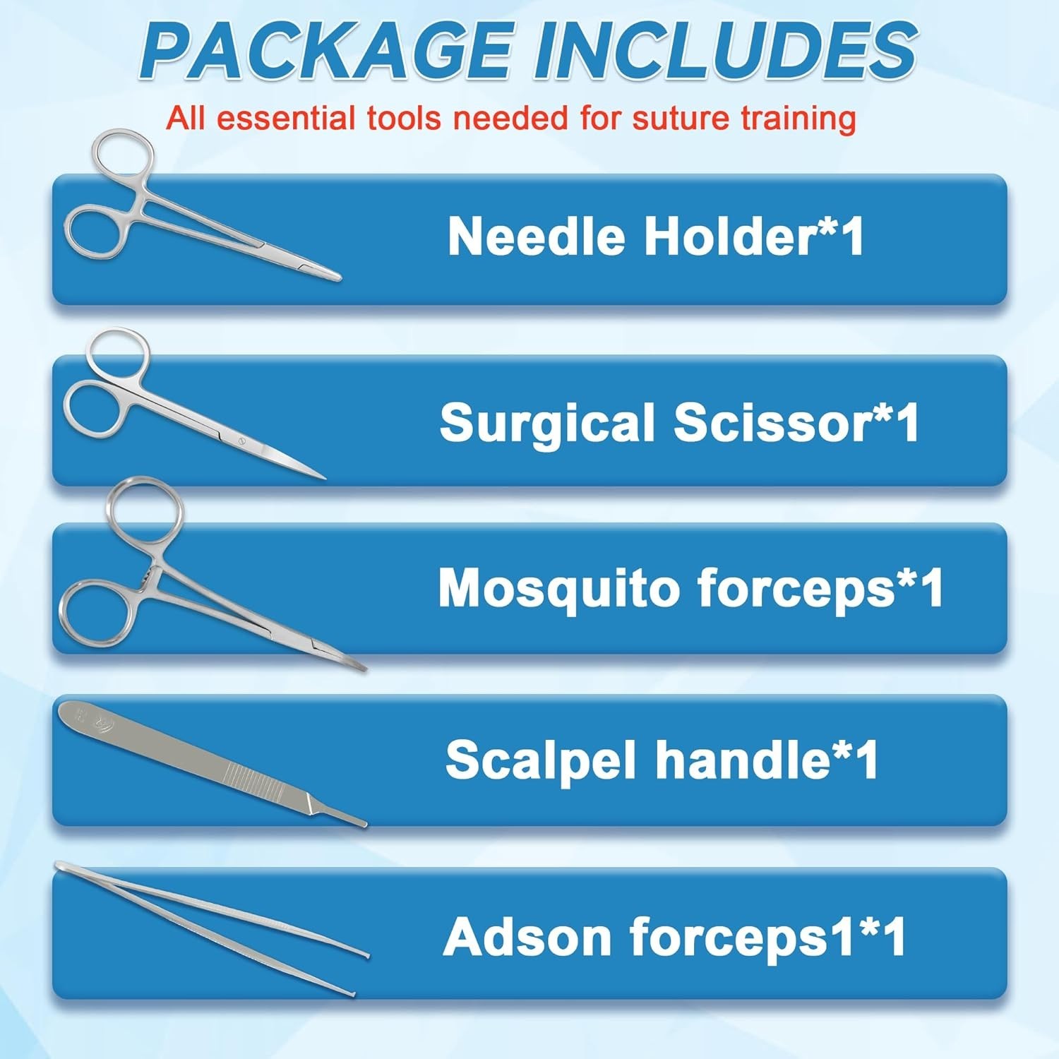 Medical Practice Kit with Silicone Wound Pad & Surgical Instruments