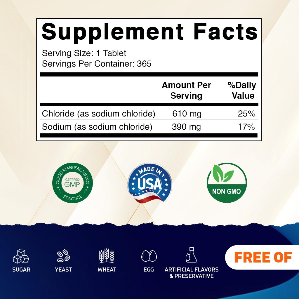 Vitamatic 2 Pack Sodium Chloride 1000mg, 365 Tablets