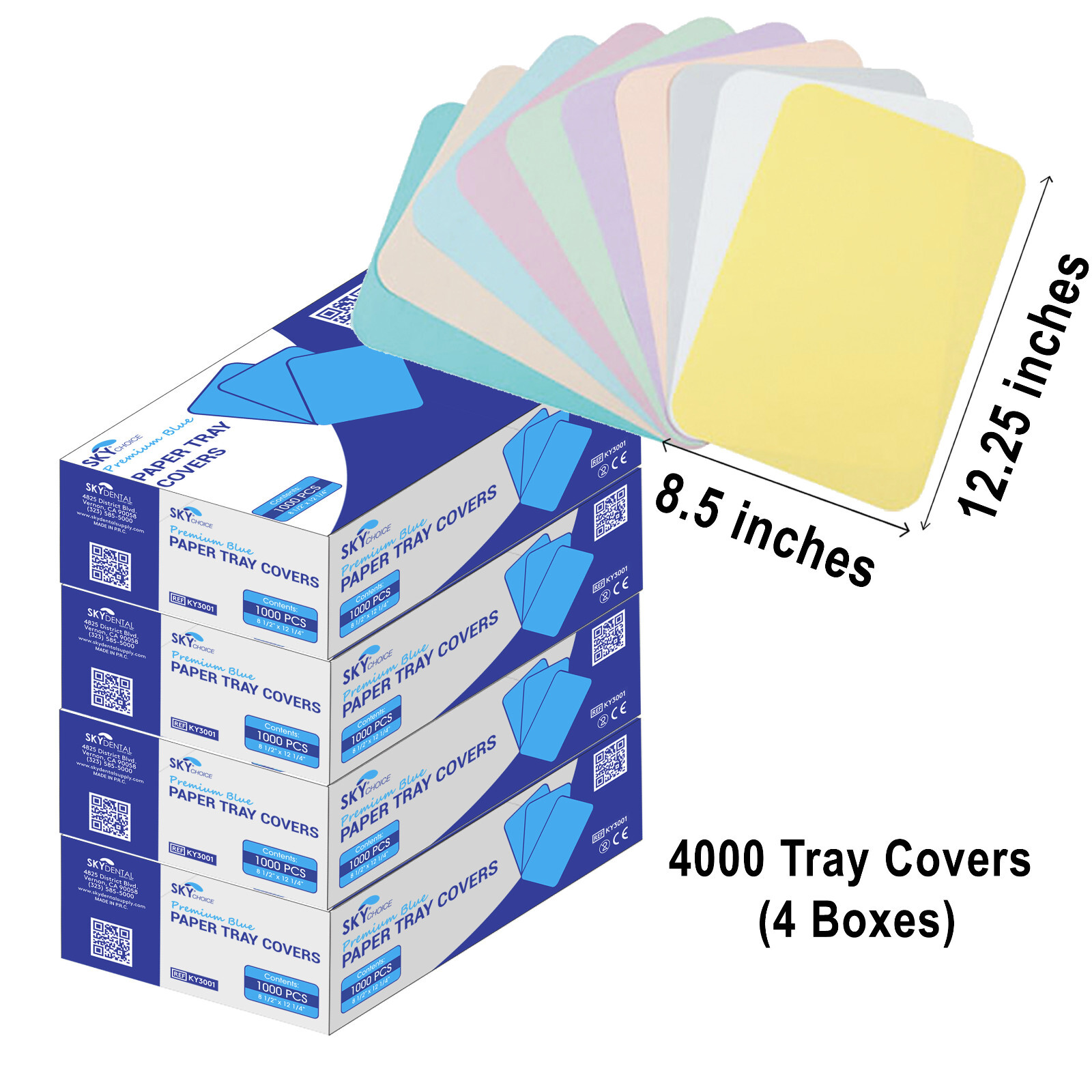 4000 Dental Medical Tray Paper Cover Size «B» 8.5″ x 12.25″ All Colors
