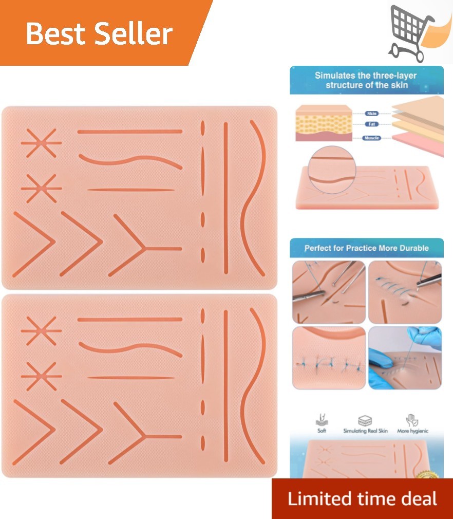Suture Practice Pad Silicone Reusable 14 Wounds Medical Veterinary Training