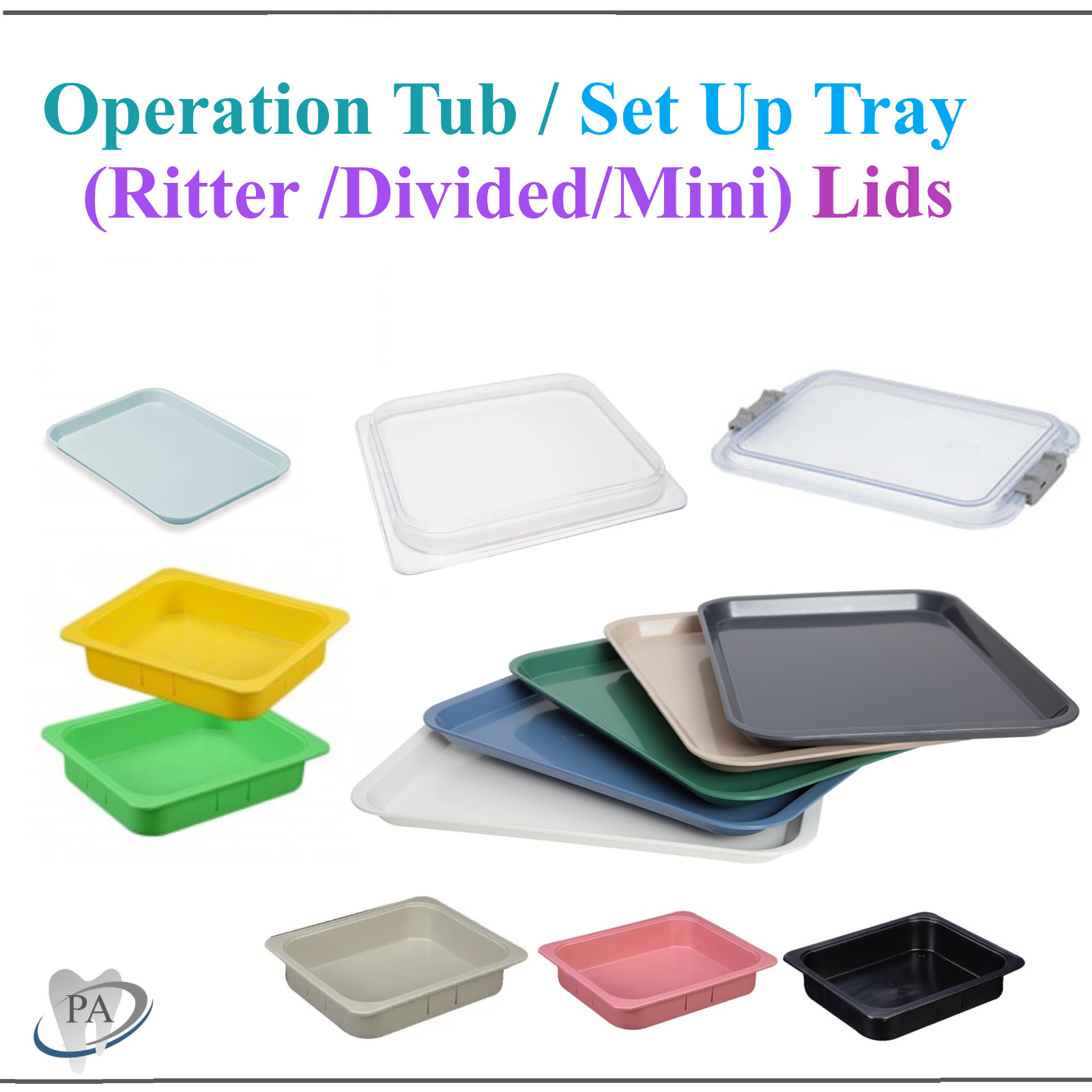 Dental Procedure Set-Up Trays Flat B (Ritter) Tray F Mini, Procedure Tub B-Lok