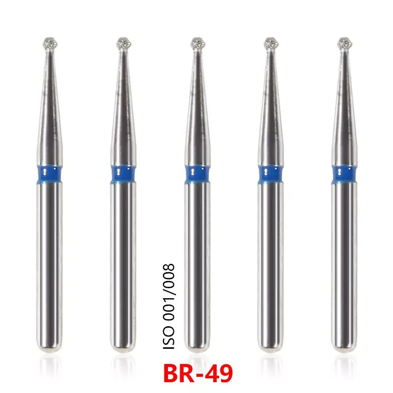 50 Pcs/Pack High Speed Handpiece Friction Grip BR Type Ball Round Diamond Burs