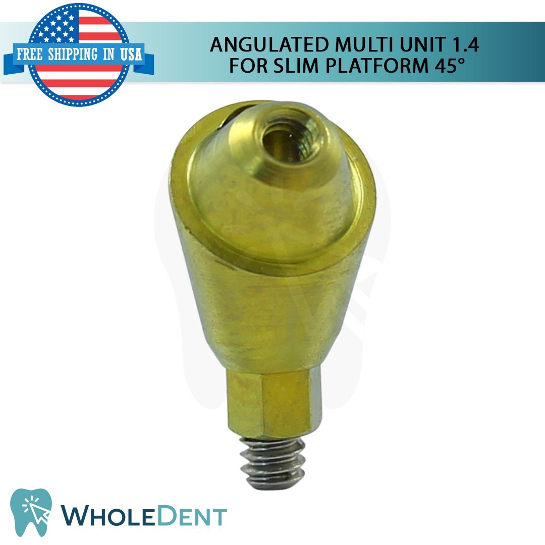 5x Angulated 45° Slim Multi Unit 1.4 Prosthetic Plastic Sleeve Set Int Hex 2mm