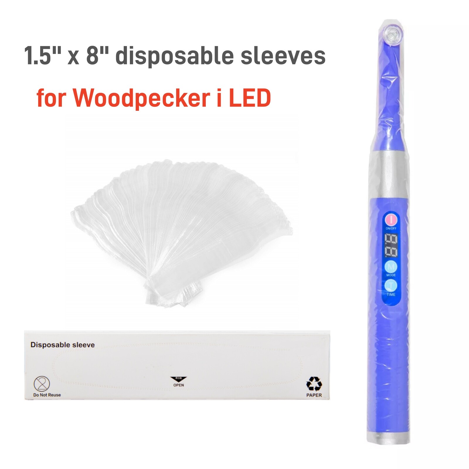 Dental Disposable Curing Light Cover Sleeves 1.5″x8″ 500pcs for Woodpecker iled