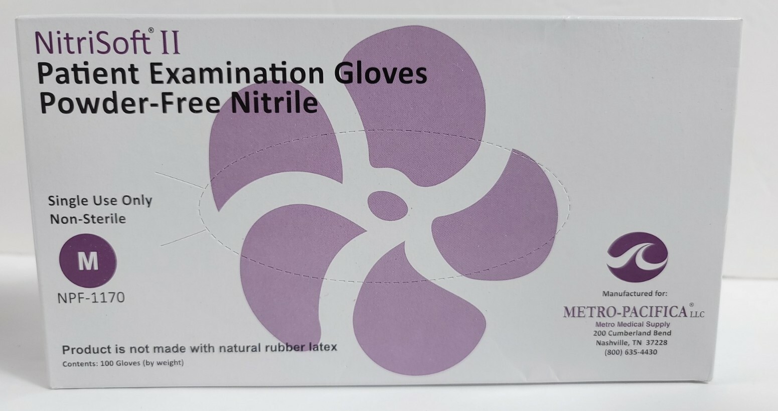 100 Medium NitriSoft II Nitrile Disposable Exam Gloves Latex Powder Free Blue
