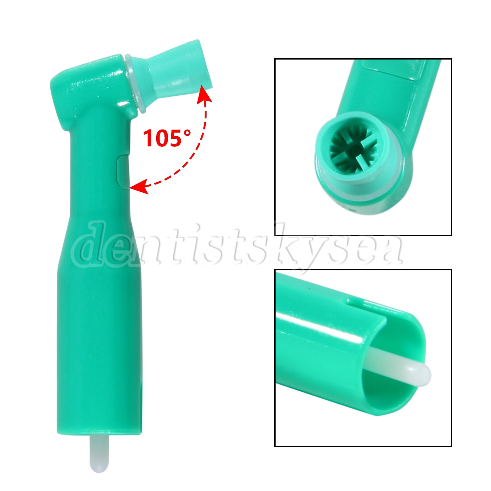 100pcs Dental Prophy Angle Polish Cup Disposable 105° Contra Angle Brush Green
