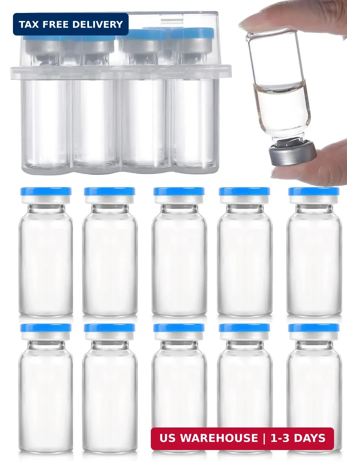 20ml Glass Vials – Self-Healing Injection Port, Sterile Empty Vials with Sealed