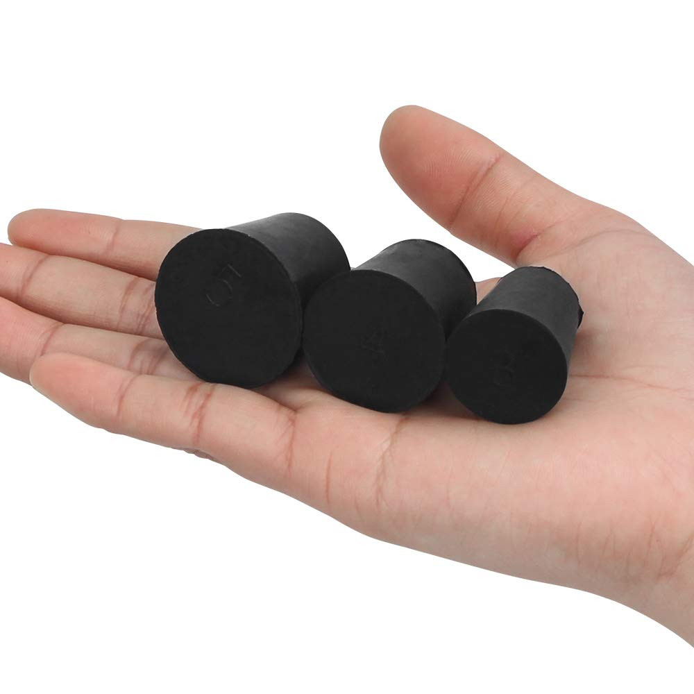 22-Pack (13 Assorted Sizes) 000# -10# Solid Rubber Stoppers