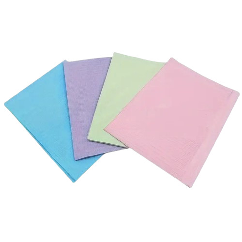 Dental Bibs, 2 Ply Paper + 1 Ply Poly- Standard Assorted colors 13”X 18”
