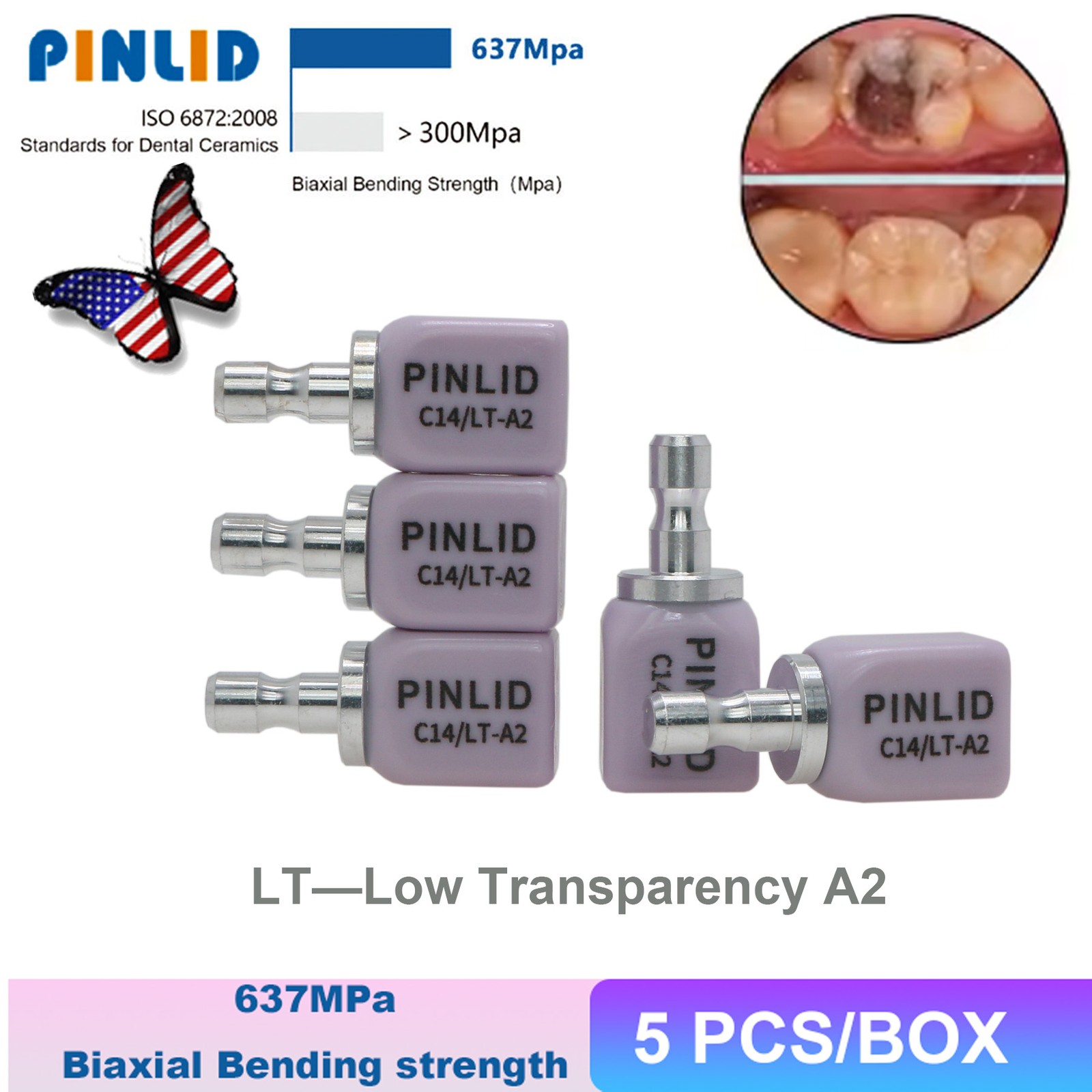 Lithium Disilicate Glass Ceramic IPS e.max CAD HT/LT Blocks For inLab C14/5pcs
