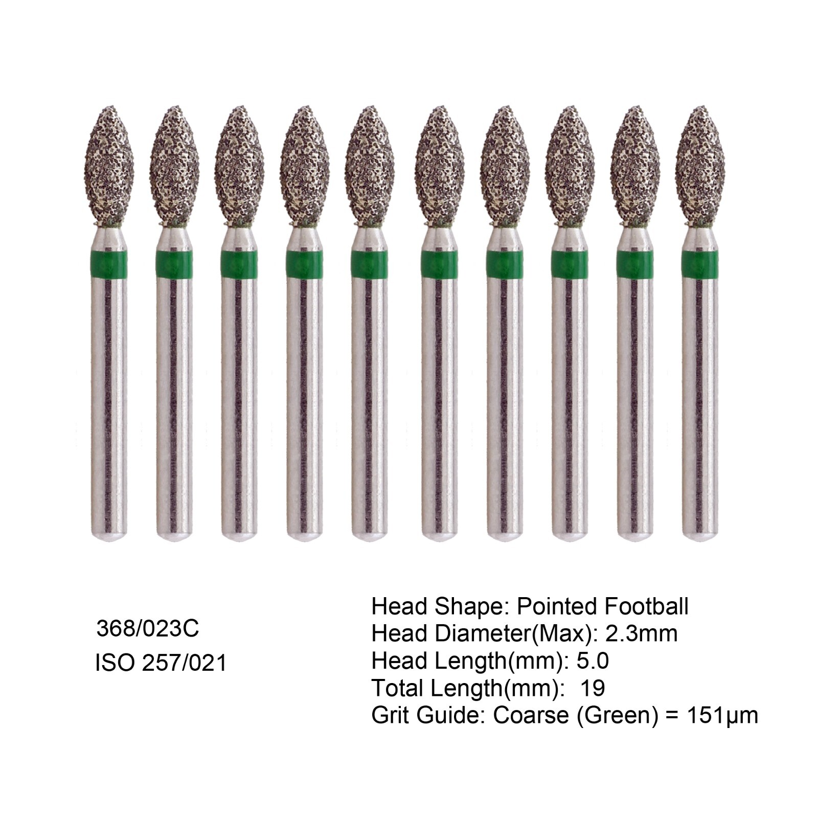 Dental Diamond Bur Football Egg Shape FG 368/023C 379/023 Coarse Fine High Speed