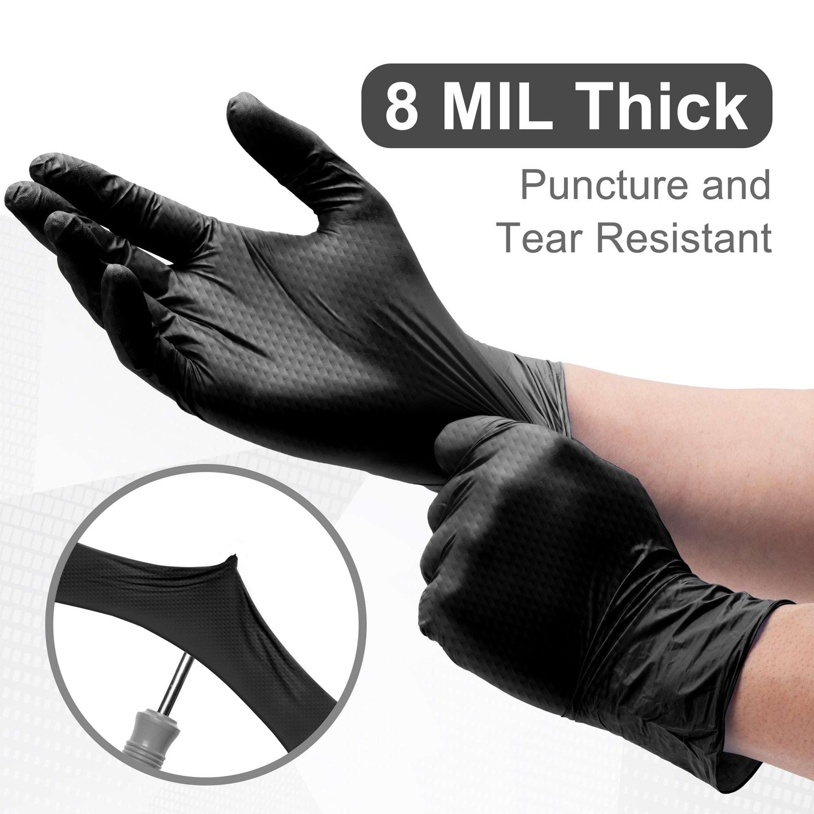 Black 8 Mil Nitrile Gloves X Large 100 Pack – Heavy Duty Mechanic Gloves, wit…