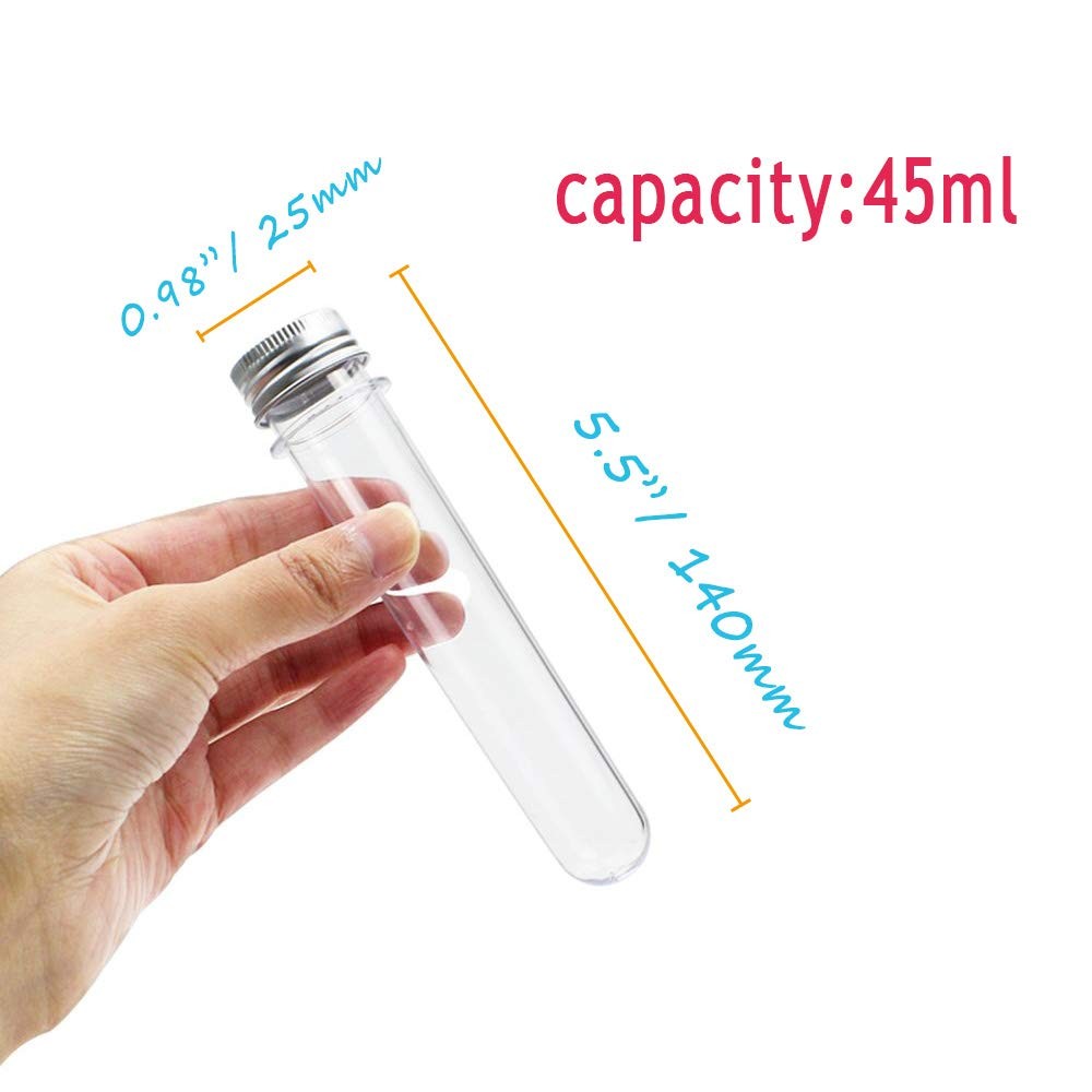 24 PCS Plastic Test Tubes,45 ml Clear Tube with Caps,140 x 25 mm Test…