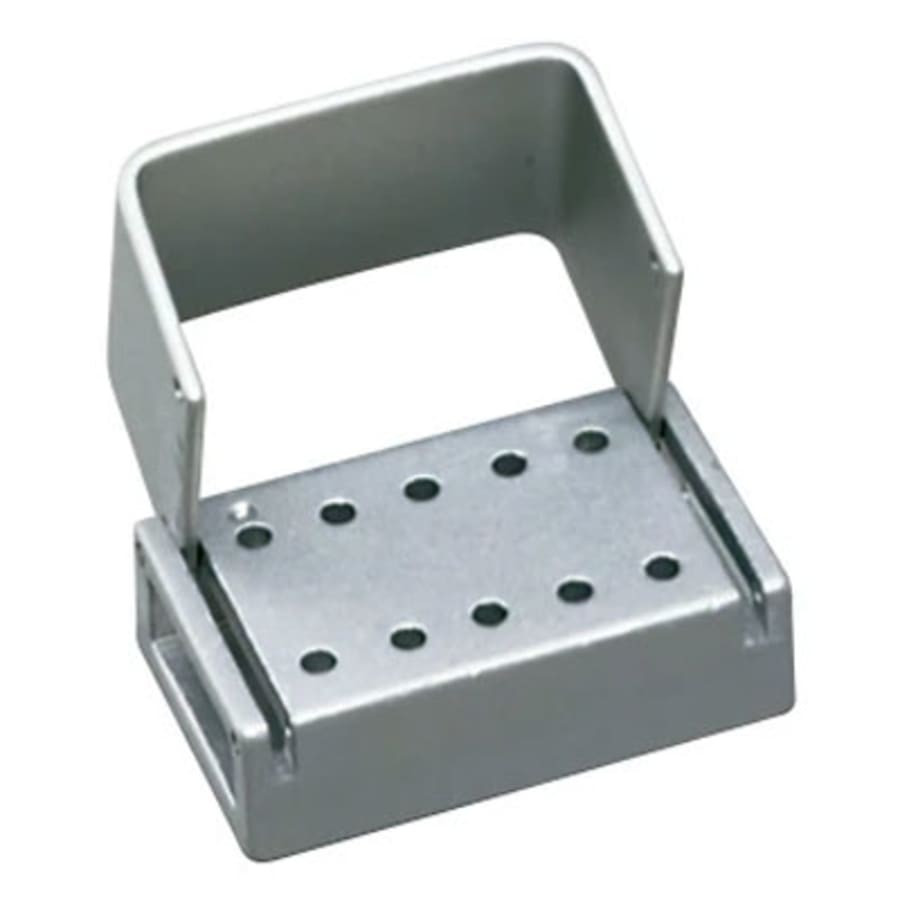 10-Hole Combo Anodized Aluminum Bur Block 1 5/8″ x 1 1/8″ Autoclavable