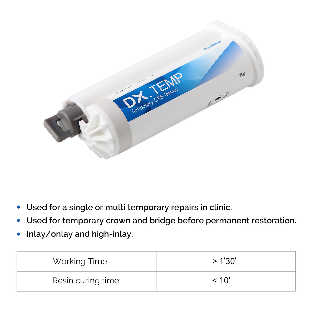 Dentex Dental Temporary Resin Material Blue/Crown Bridges Zinc Oxide Temp Cement