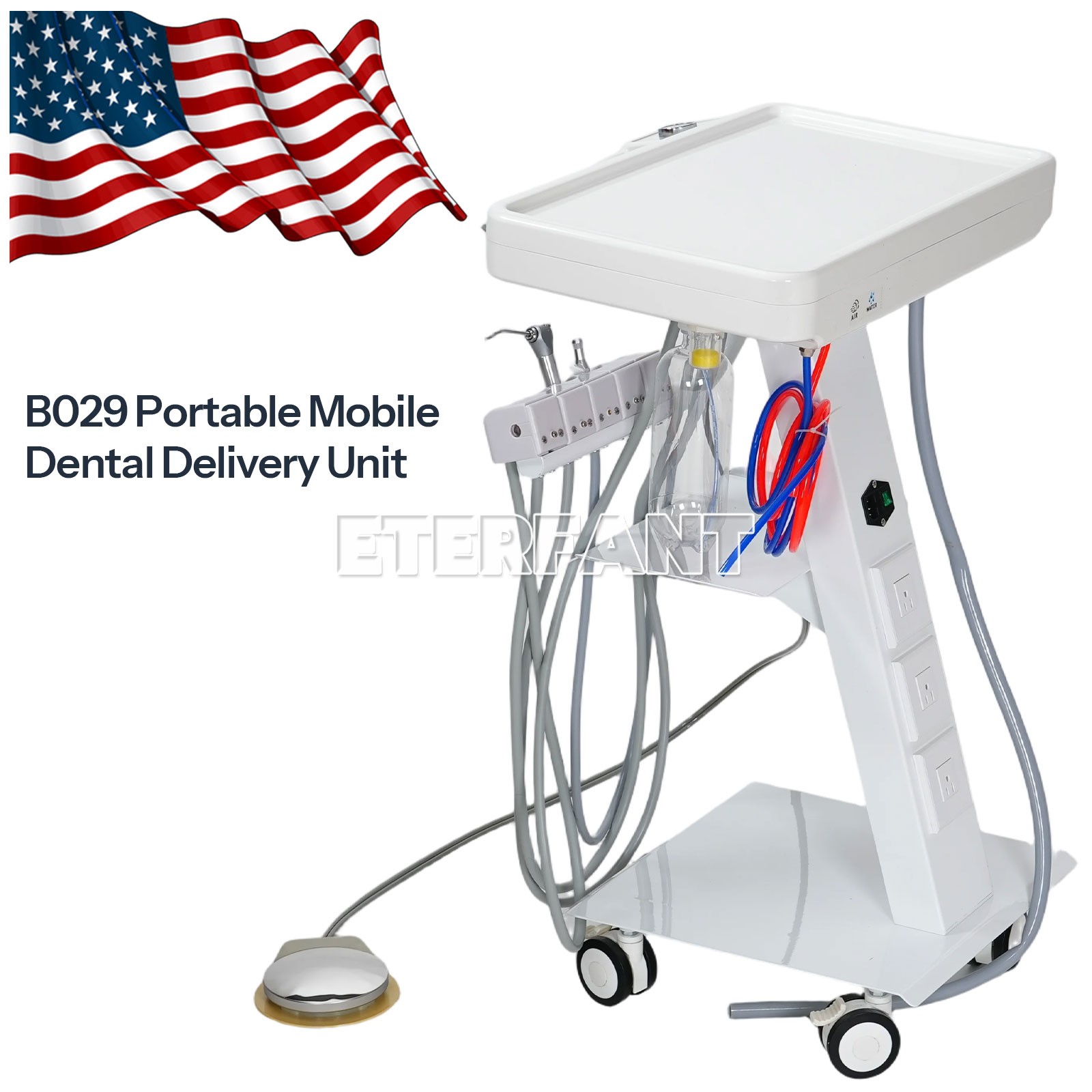 Dental 4H Portable Mobile Delivery Unit Suction System w/Air Compressor/Socket