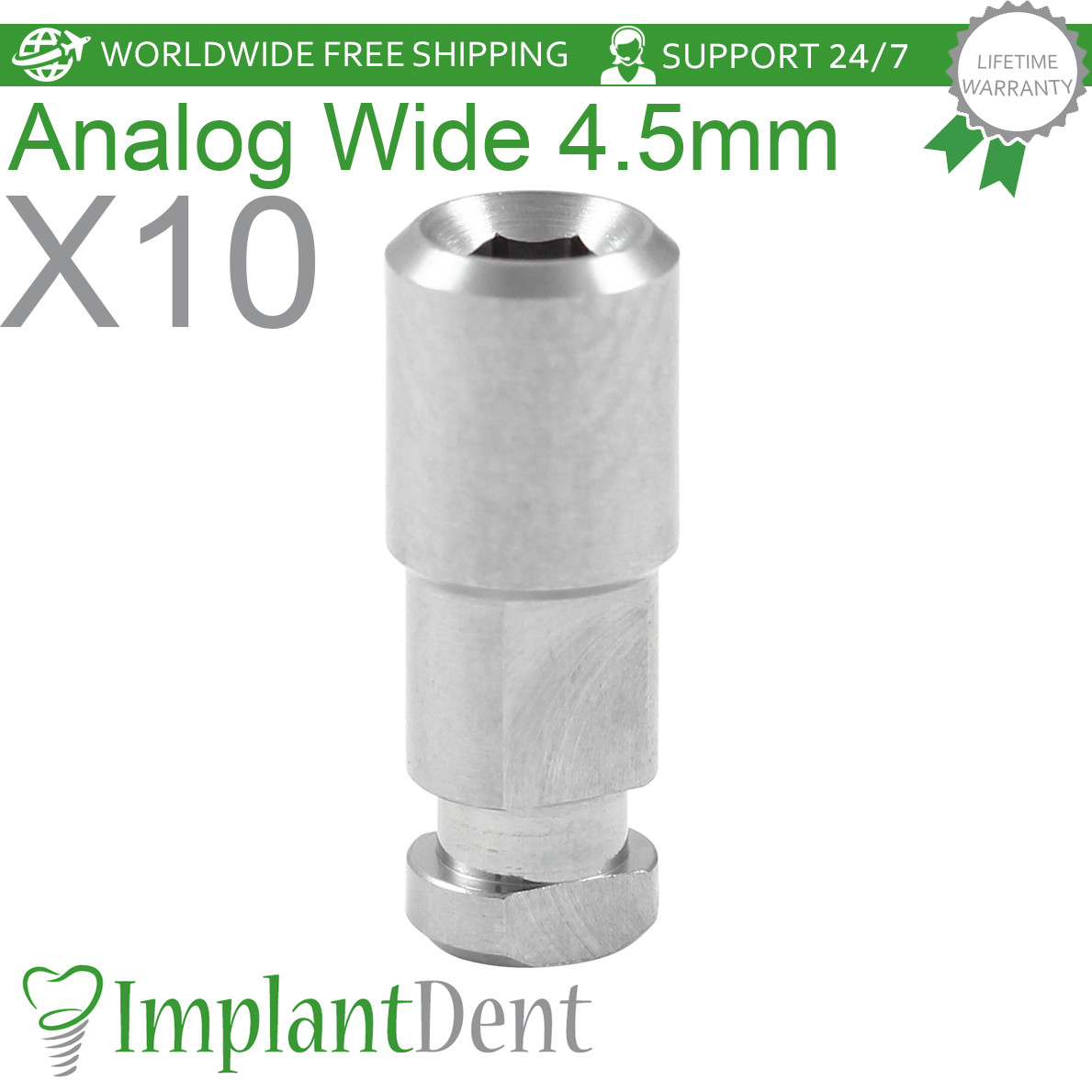 10x Dental Analog Wide Body D-5.0mm Regular Platform Int Hex 2.42mm