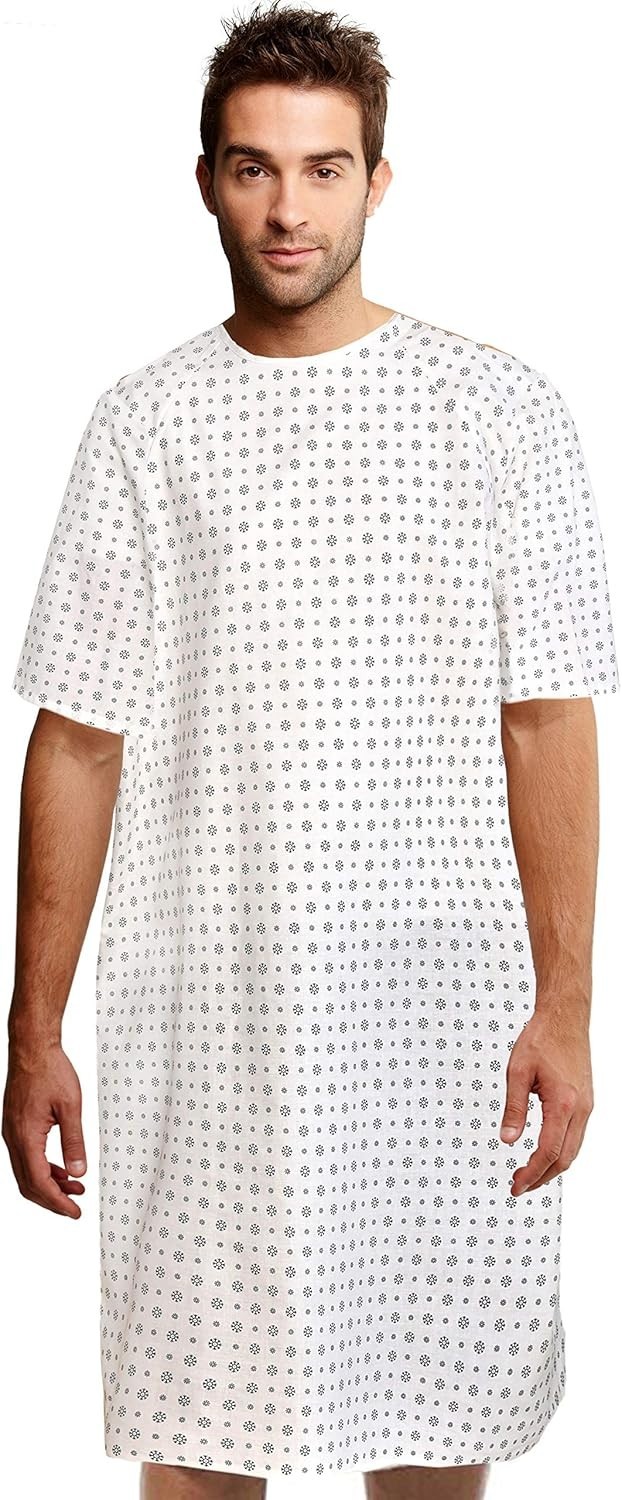 Versatile Snowflake Patient Gown – Unisex, Comfortable and Washable, Up to XXL