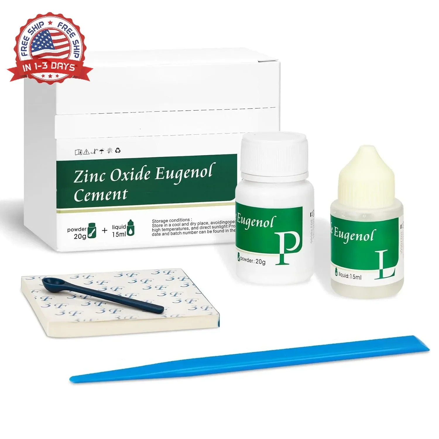 Zinc Oxide Eugenol Cement Dental kit for Fixing Temporary Crowns and Bridges, Ke
