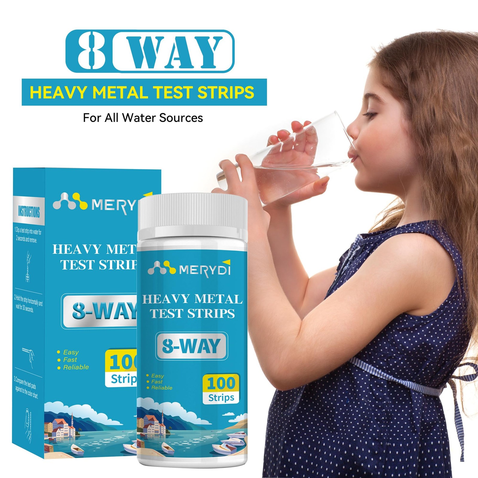 Heavy Metals Water Test Strips (8 Tests) – 100ct Home Testing Kit for…