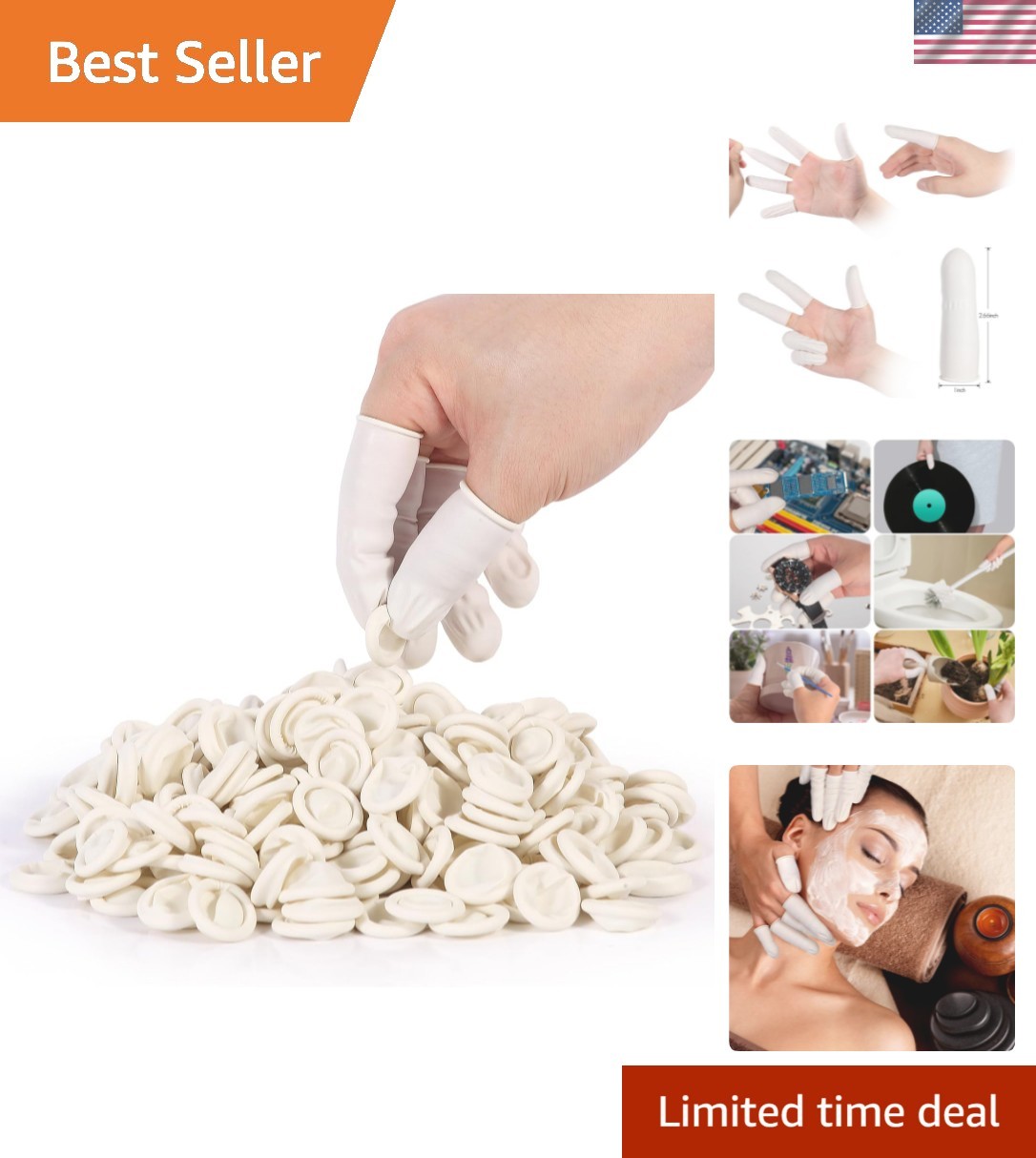 White Latex Finger Cots Finger Protectors, Disposable Medium-Sized Finger Glo…