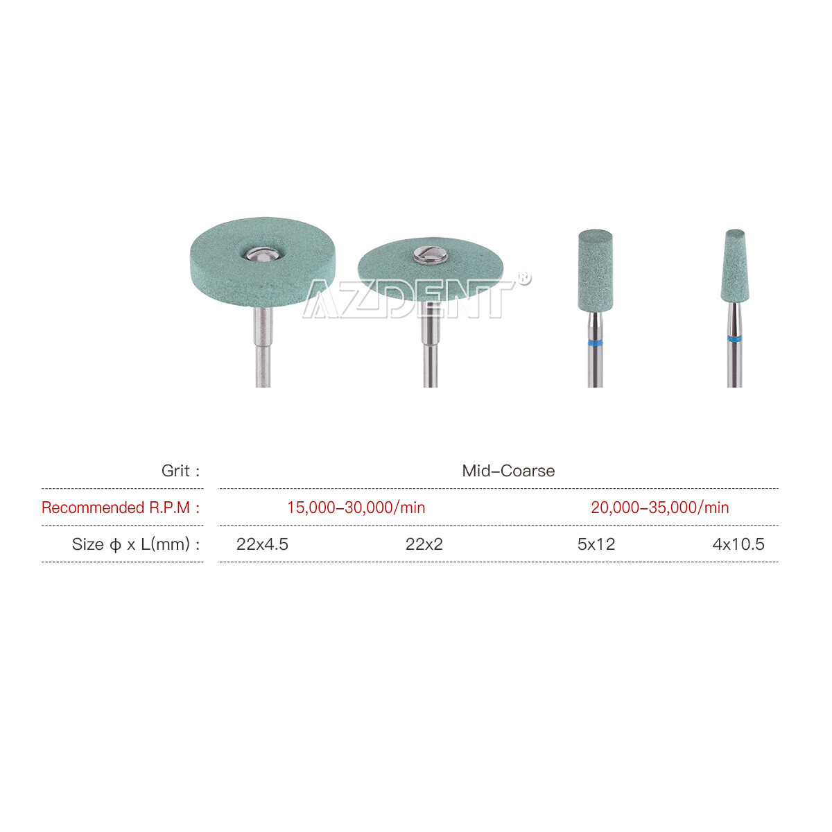 Dental Lab Diamond Impregnated Mounted Polishing Stone Zirconia Porcelain Green
