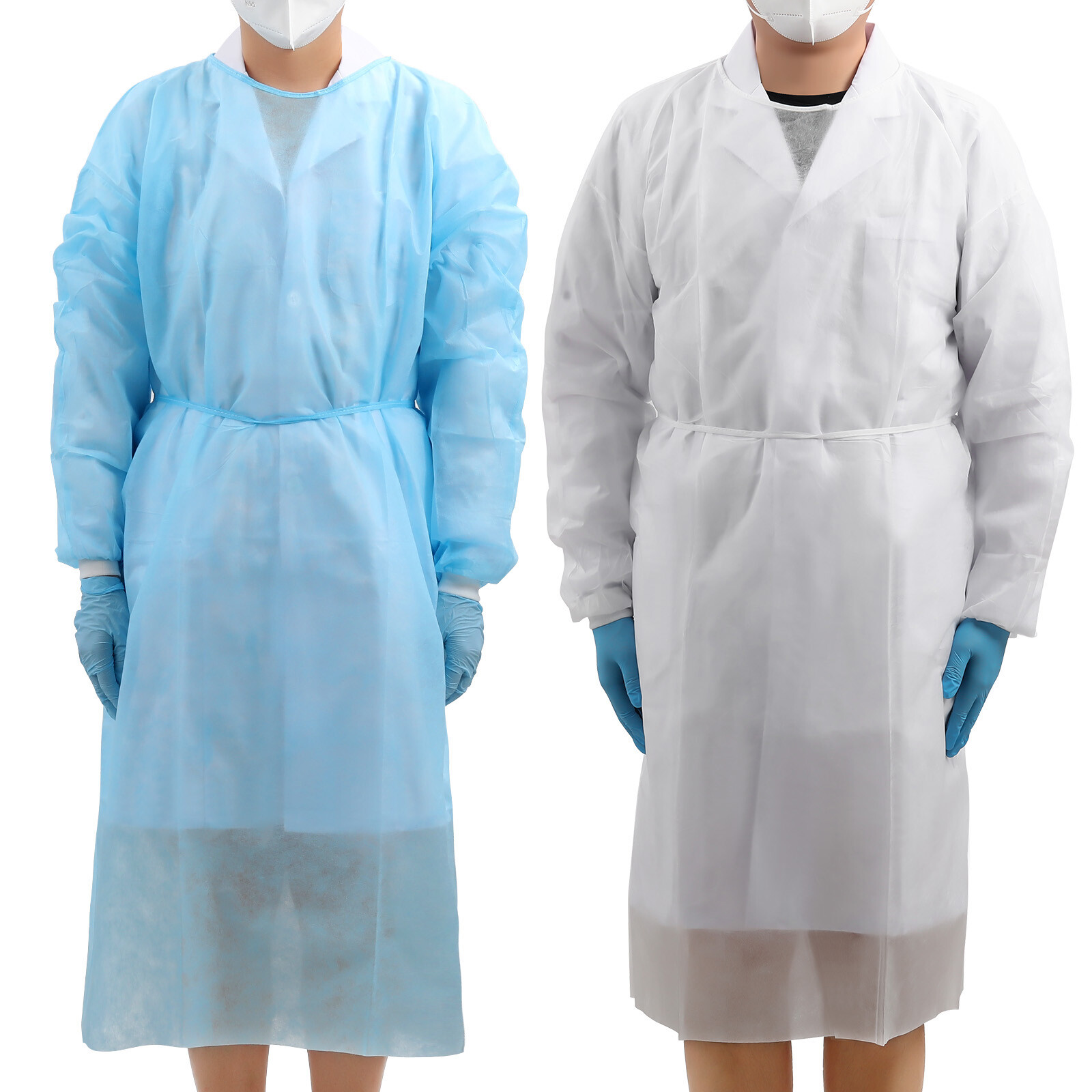Disposable Lab Isolation Gowns PP Soft Medical Gowns with Knitted Elastic Cuffs