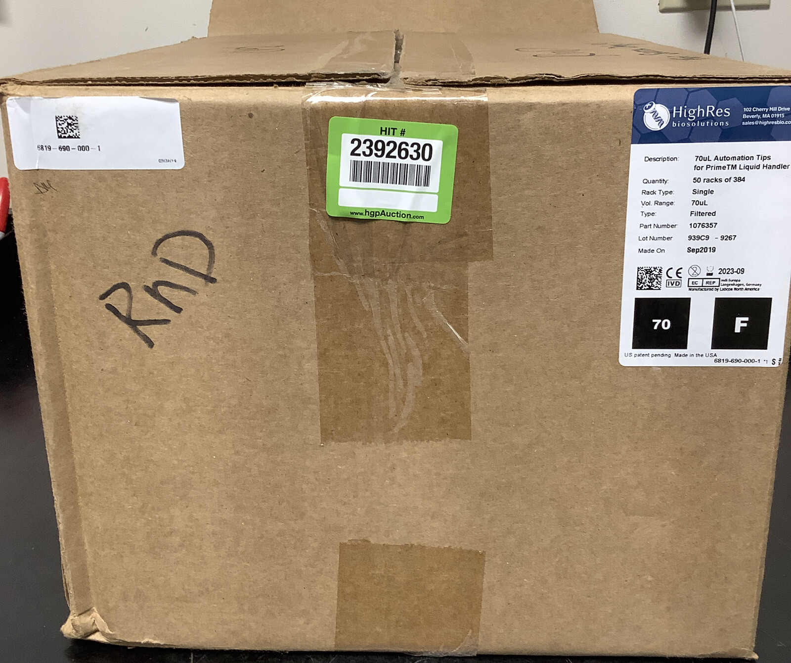 HighRes Biosolutions 70uL Automation Tips for PrimeTM Liquid Handler 1076357