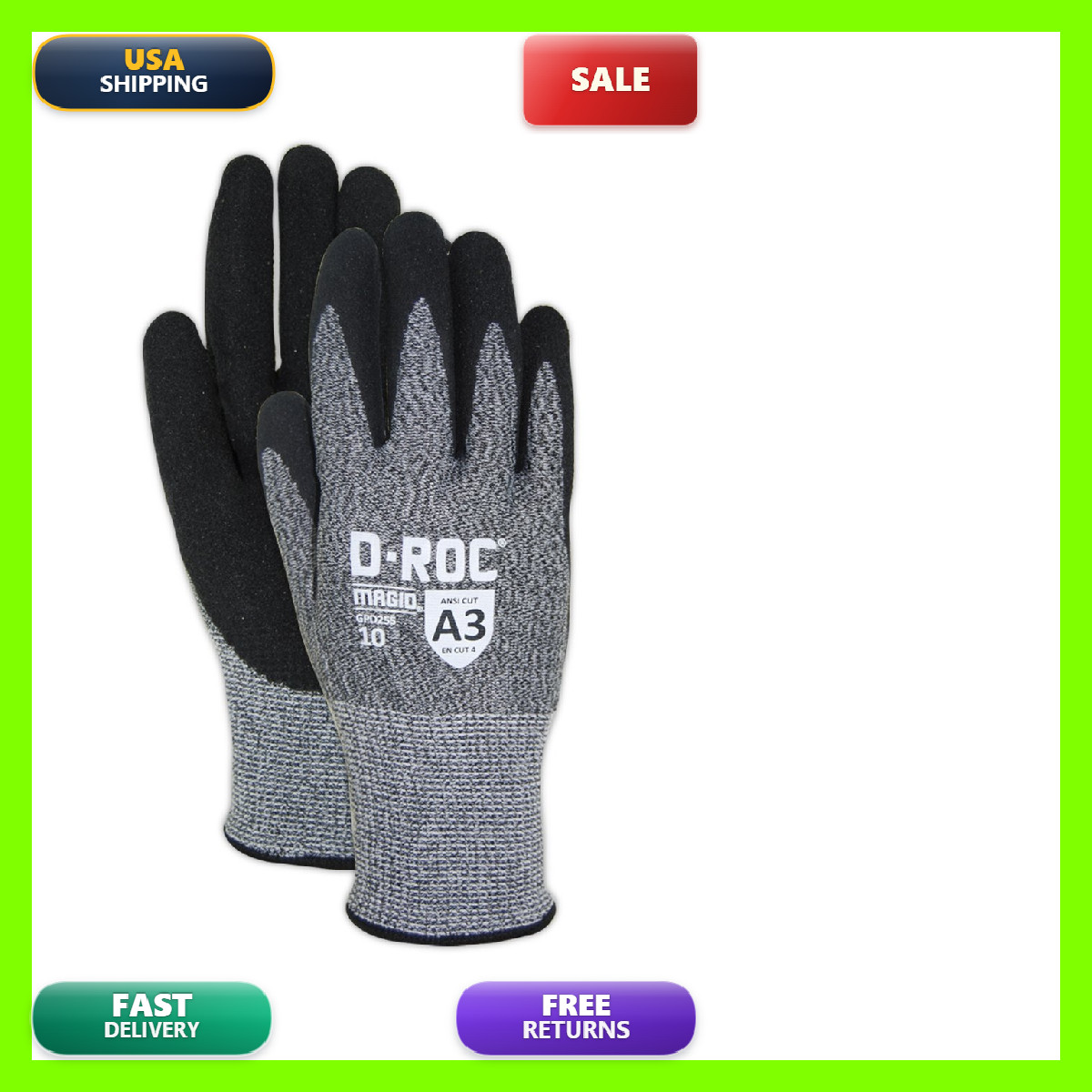 Magid Griffin Gear Ansi A3 Hyperon Blended Sandy Nitrile Coated Work Gloves 12