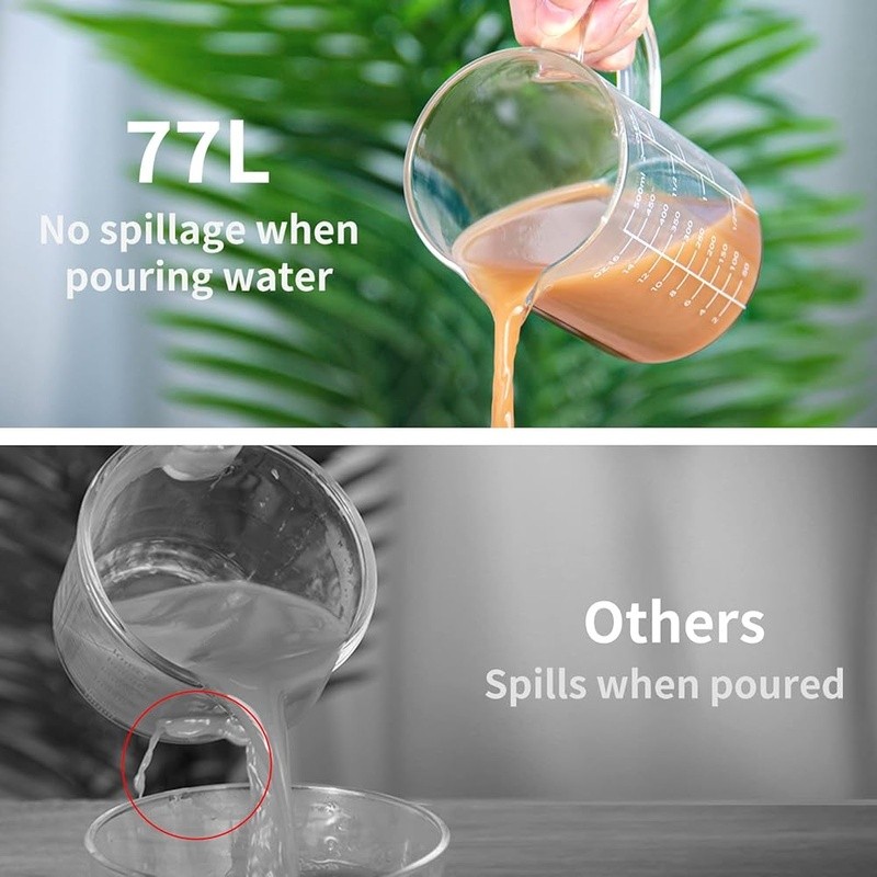 Borosilicate Glass Measuring Cup V-Spout Acid Alkali Resistant Easy Clean 500ml