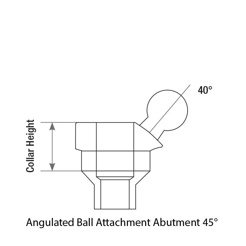 1x DSI Angulated Ball Attachment Abut ment 40° Full Kit Overdenture Int Hex 2.42