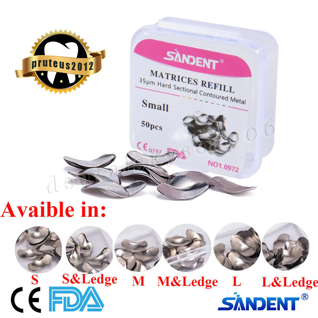 50PC Dental Metal Matrices Matrix Band Sectional Contoured Refill 35μm USA