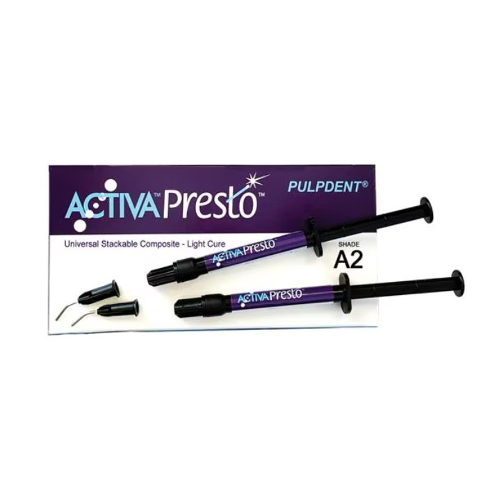 Pulpdent VPF1A2 ACTIVA Presto Universal Light Cure Composite A2 2/Pk 1.2 mL