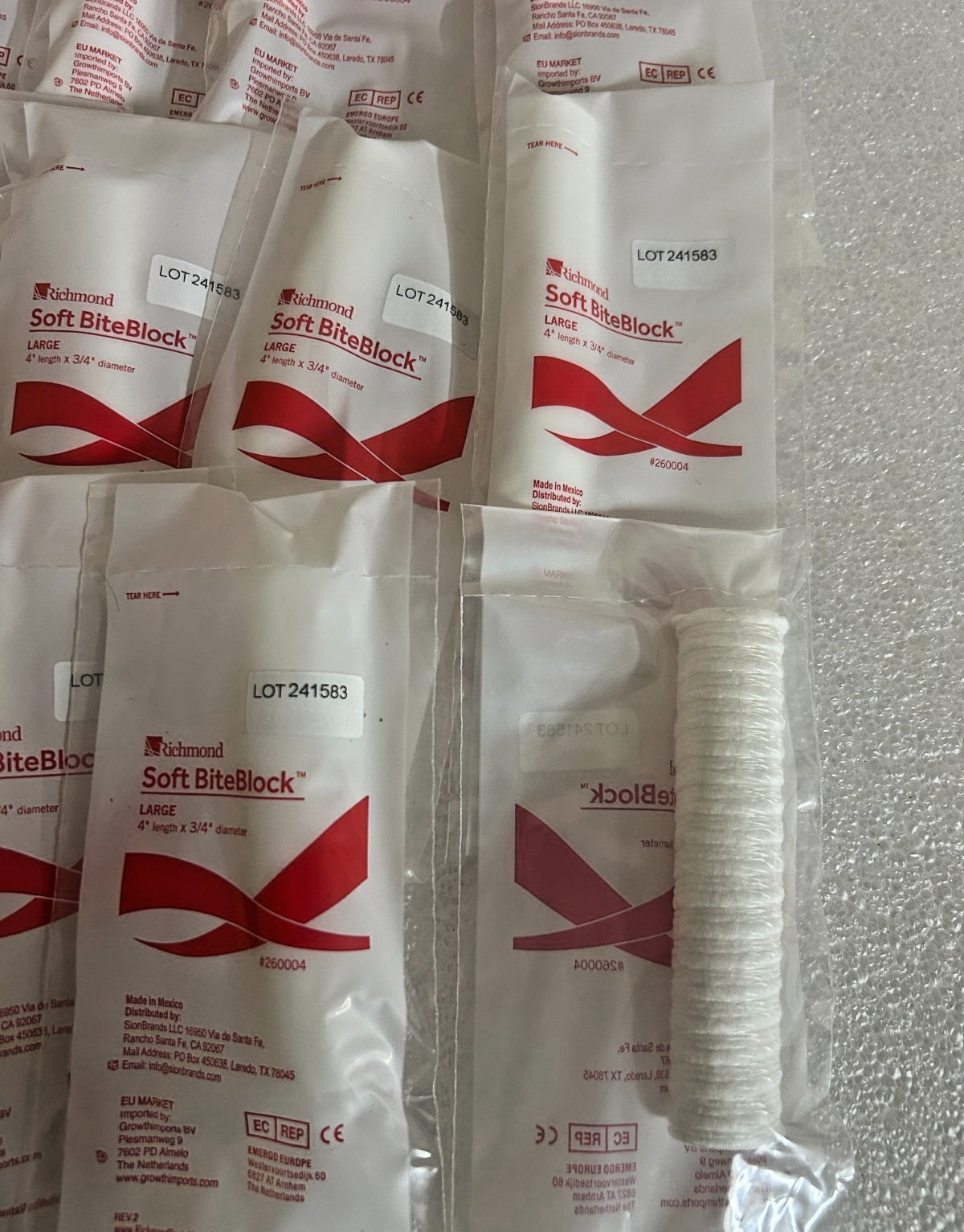 15x Richmond Soft BiteBlock Large 4″ x 3/4″ 260004 New Sealed