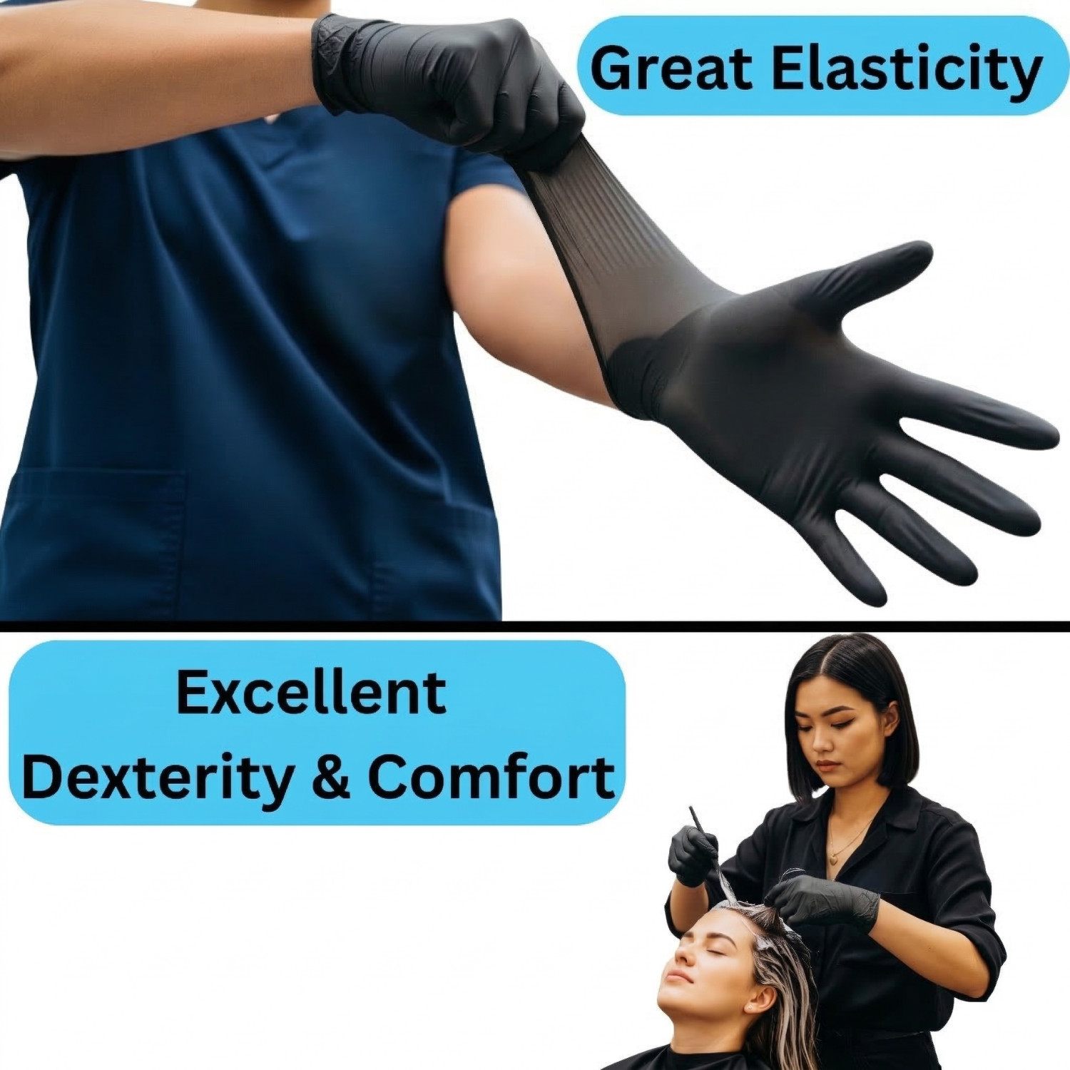 100-2000 Black 6 Mil Nitrile Texture Medical Latex Powder Free Disposable Gloves
