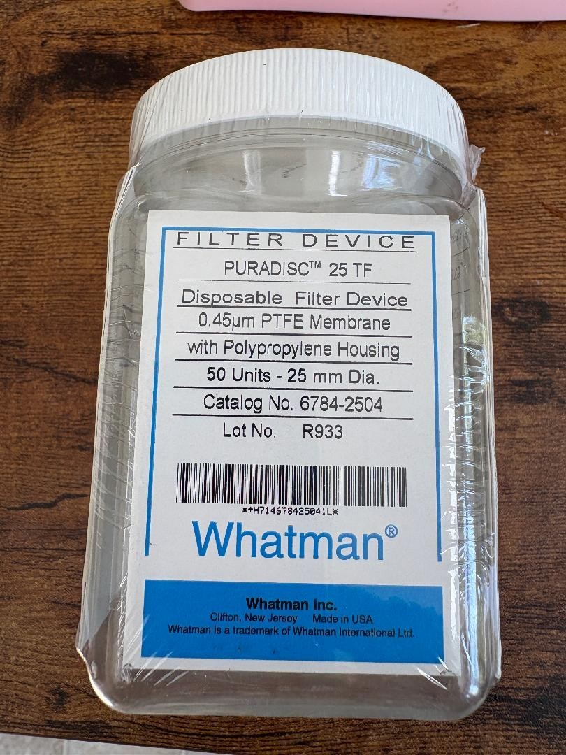 🔥✅ Whatman Syringe Filter PPTFE Puradisc .45um Pore 25mm Diameter, NOS, free s