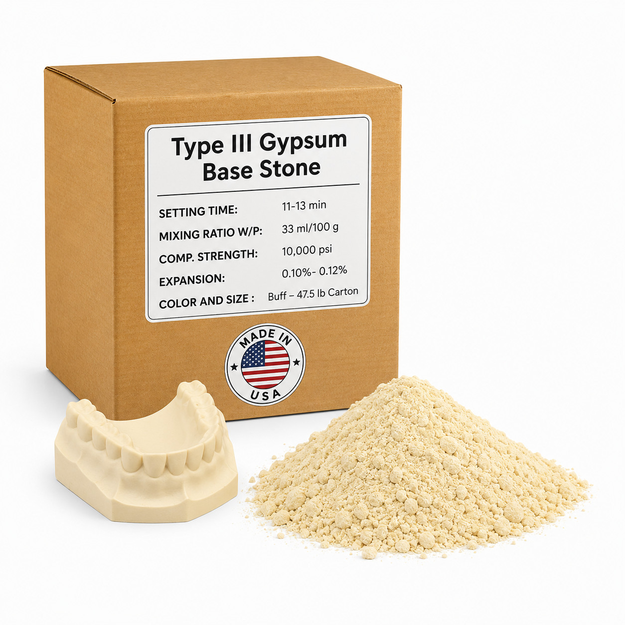 47.5 LBS Dental Lab Yellow Buff Stone Type III Gypsum- All Purpose Compound