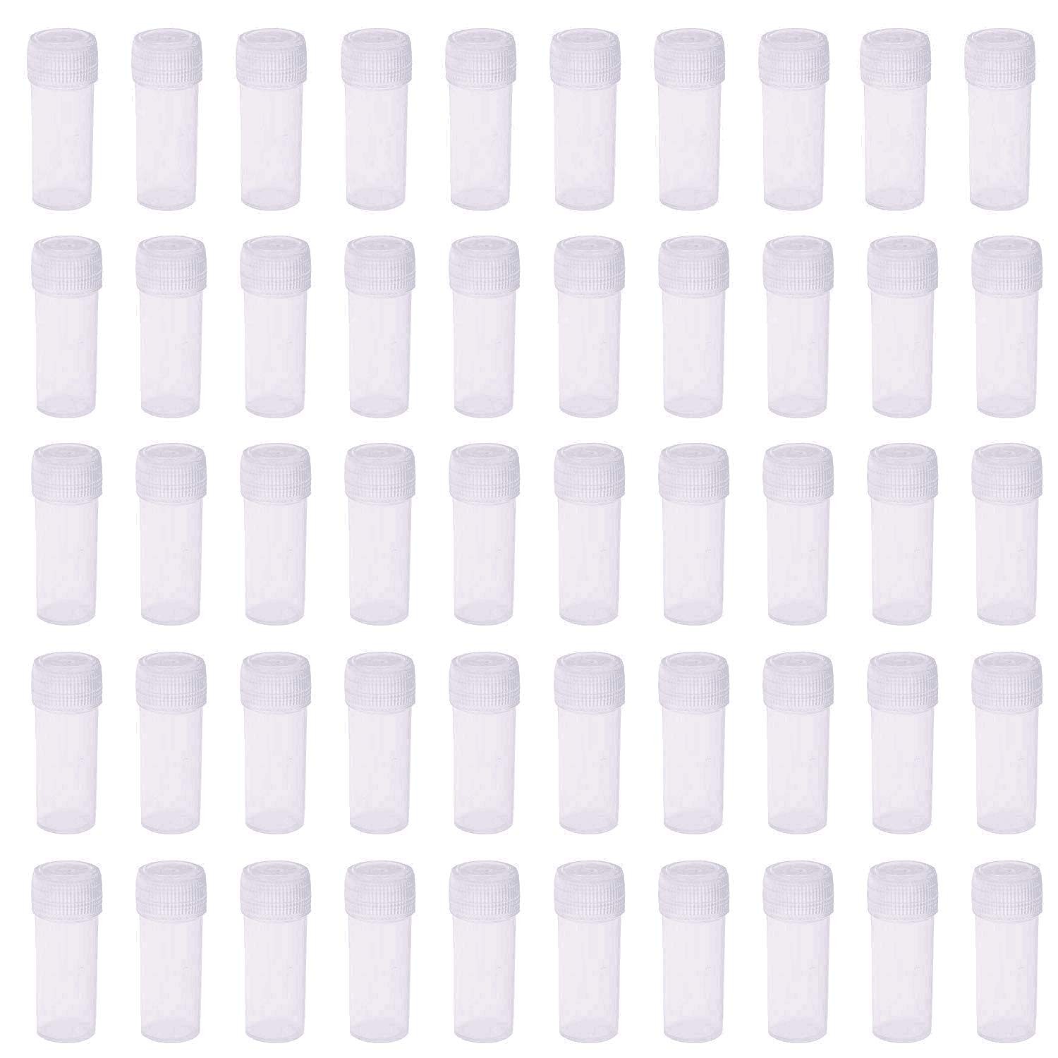 50 PCS 5ml Small Plastic Test Tubes Bottle Sample Storage Vial Lab Container