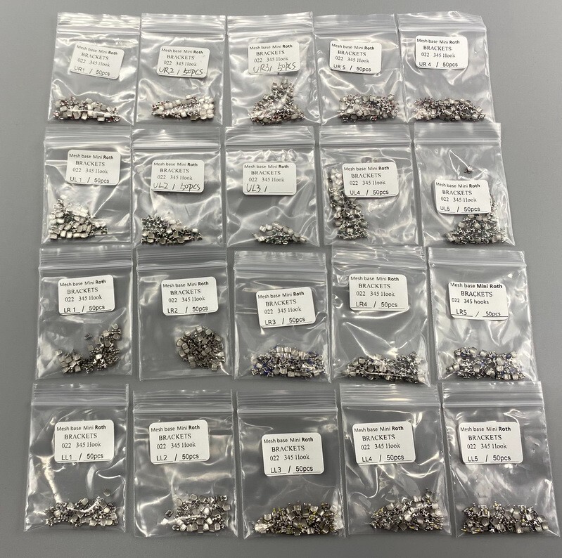 100Pcs Dental Orthodontic Brackets Braces Mini Roth 022 Slot Hooks 345
