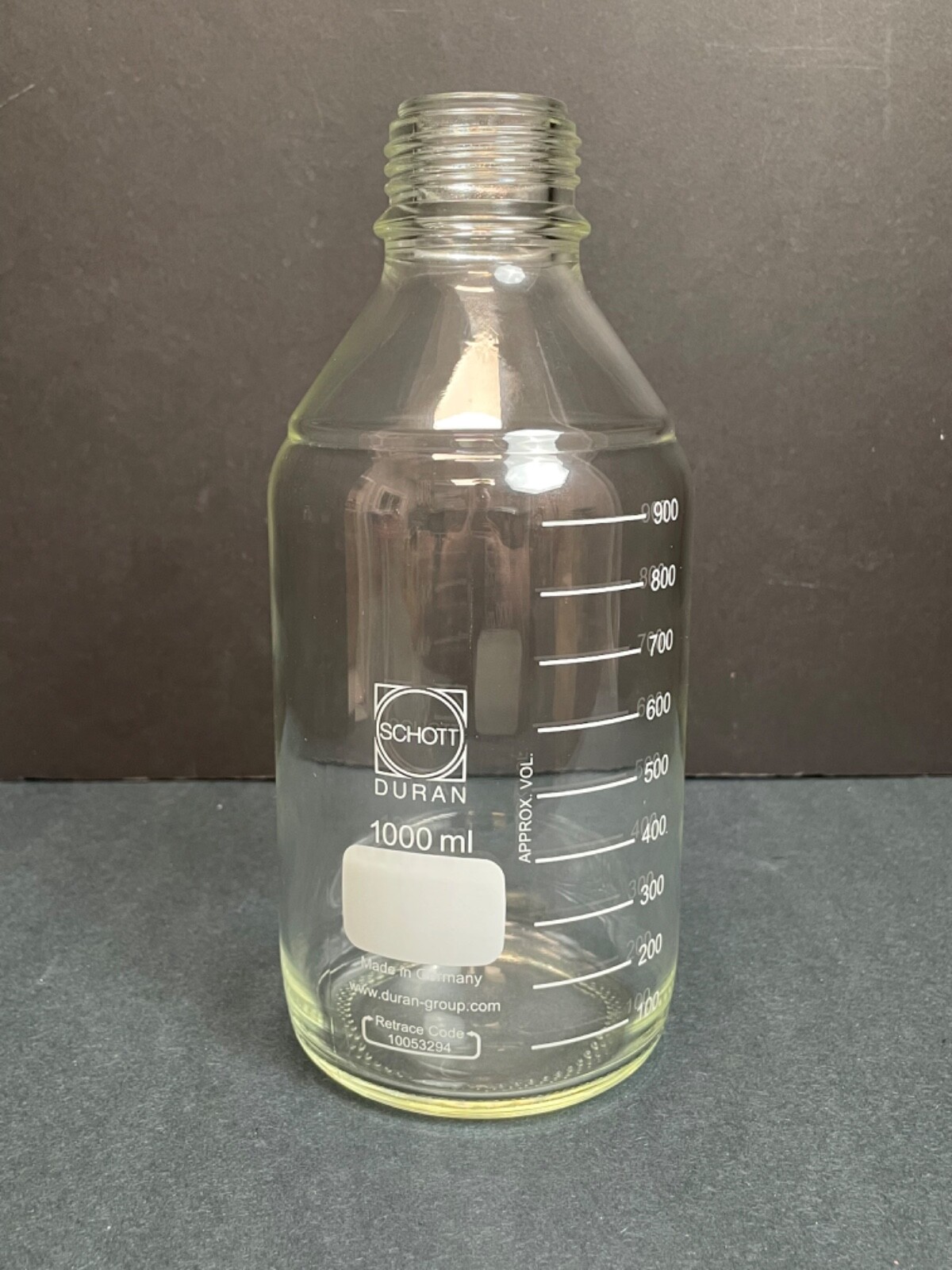 Schott Media Storage Bottle Clear Glass 1000 ml GL45 Threaded Neck 3 Bottles