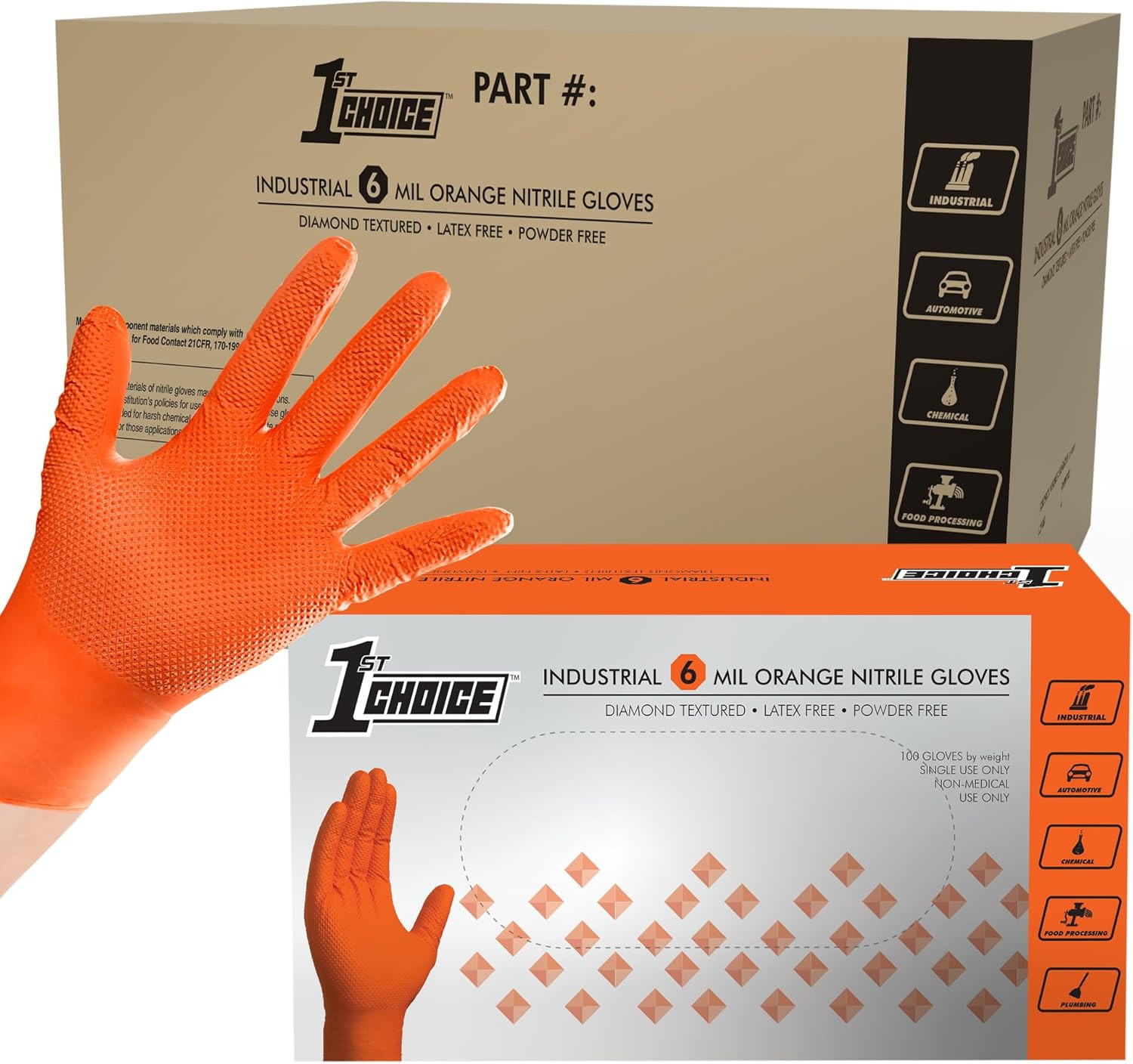 1St Choice Nitrile Gloves, Disposable, Latex Free Mechanic Gloves for Men, Heavy