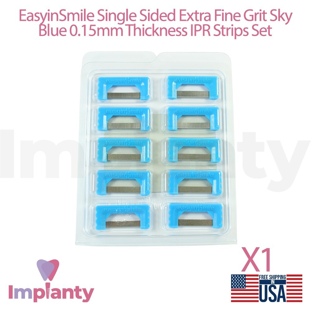 EasyinSmile Dental IPR Strips Set Single Side Diamond Extra Fine Sky Blue 0.15mm