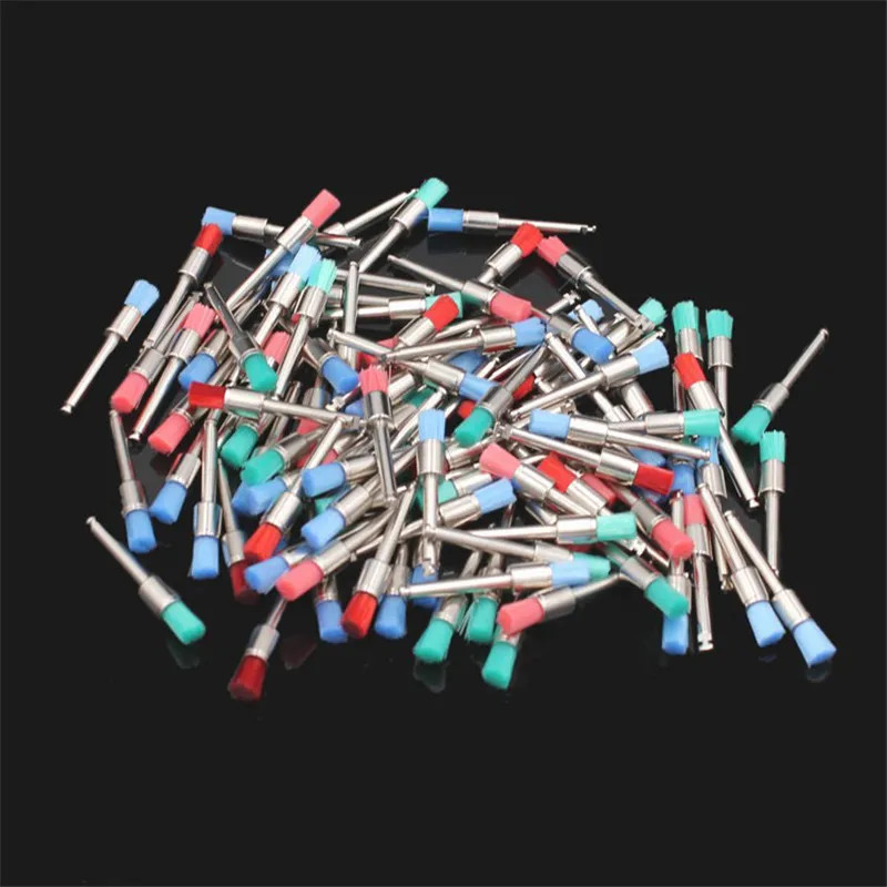 100Pcs/Box Dentistry Polishing Brush Nylon Flat Head Latch Teeth Polish Prophy B