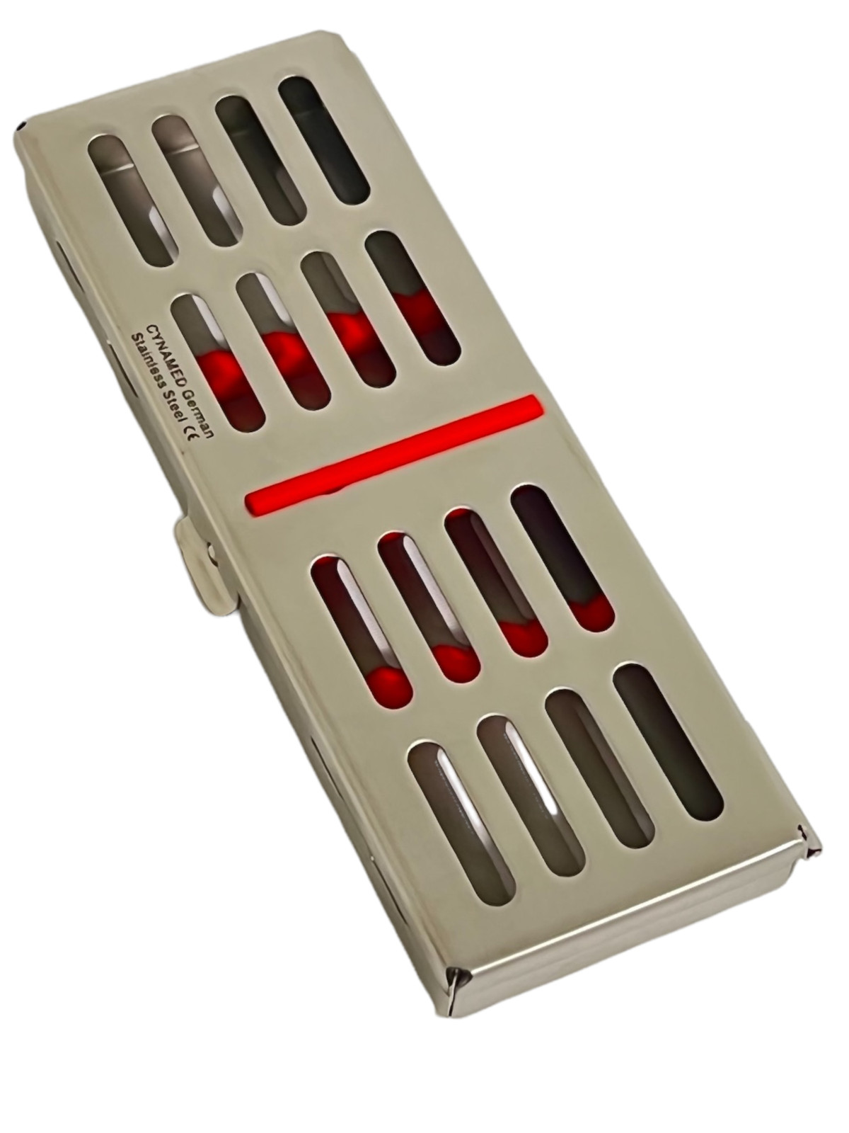3 Pack – Sterilization Cassettes with Colored Silicone Inserts 7×2.5×0.75 Inches