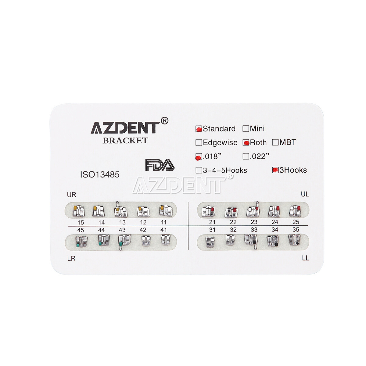10X Brackets de Ortodoncia Dental Mini Estándar MBT Roth 0.022 Ganchos 3 4 5