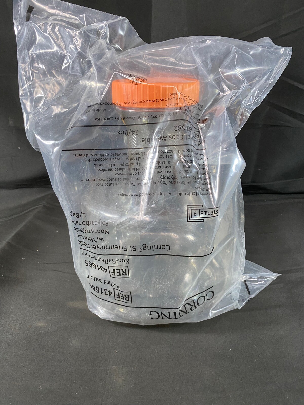 CORNING 5L Baffled Polycarbonate Erlenmeyer Fernbach Flask Vent Cap 431685