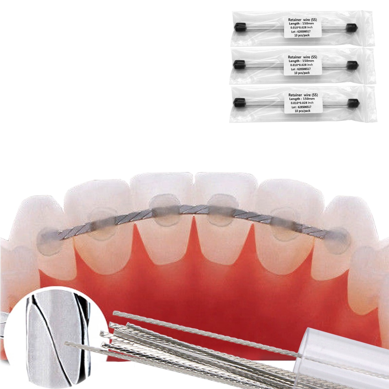 30Pcs Dental Orthodontic Flat Lingual Retainer Wire Stainless Steel.010″x.028″