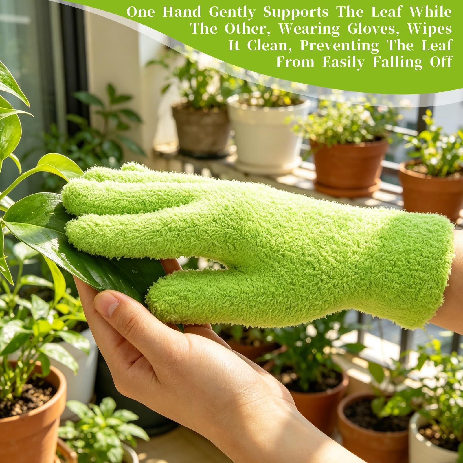 Aeaocvo 2 Pcs Microfiber Gloves for Plants, Reusable Leaf Cleaning Gloves, Wa…